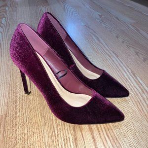 F21 Burgundy Suede Heels